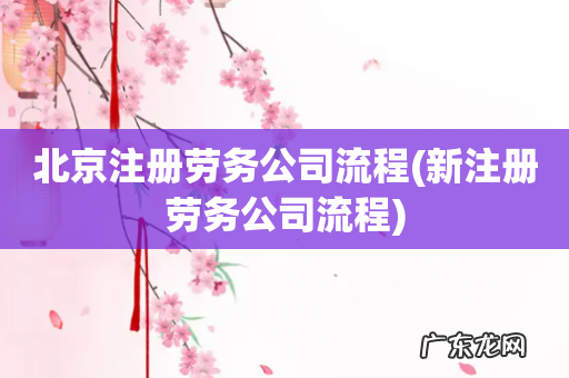 新注册劳务公司流程 北京注册劳务公司流程