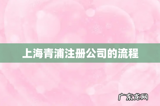 上海青浦注册公司的流程