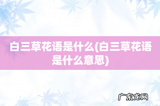 白三草花语是什么意思 白三草花语是什么