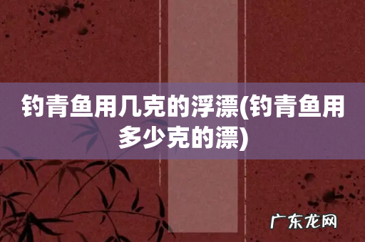 钓青鱼用多少克的漂 钓青鱼用几克的浮漂