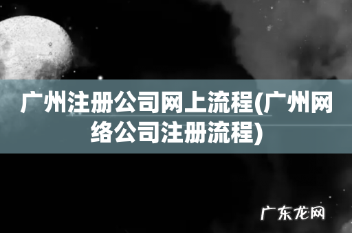 广州网络公司注册流程 广州注册公司网上流程
