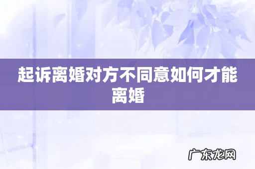 起诉离婚对方不同意如何才能离婚