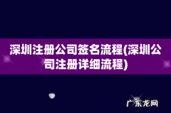 深圳公司注册详细流程 深圳注册公司签名流程