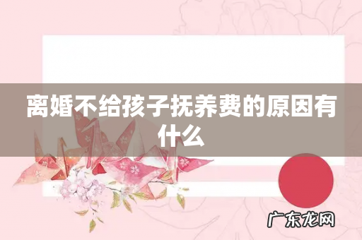 离婚不给孩子抚养费的原因有什么