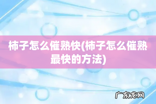 柿子怎么催熟最快的方法 柿子怎么催熟快