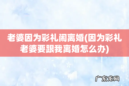 因为彩礼老婆要跟我离婚怎么办 老婆因为彩礼闹离婚