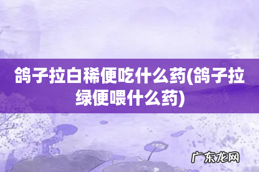 鸽子拉绿便喂什么药 鸽子拉白稀便吃什么药