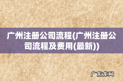 广州注册公司流程及费用(最新 广州注册公司流程)
