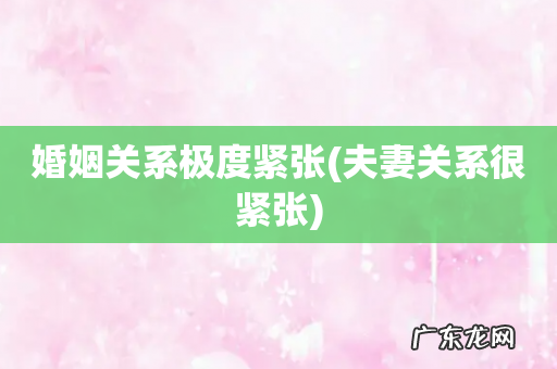 夫妻关系很紧张 婚姻关系极度紧张