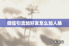 微信引流加好友怎么加人脉