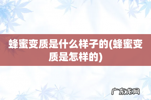 蜂蜜变质是怎样的 蜂蜜变质是什么样子的