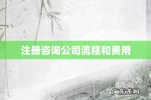 注册咨询公司流程和费用