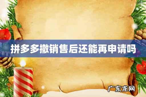 拼多多撤销售后还能再申请吗