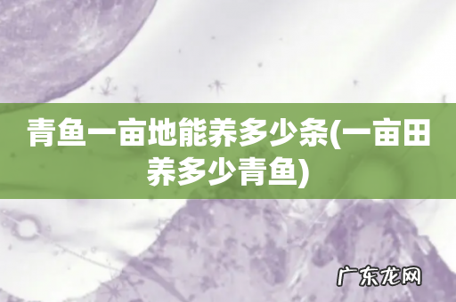 一亩田养多少青鱼 青鱼一亩地能养多少条