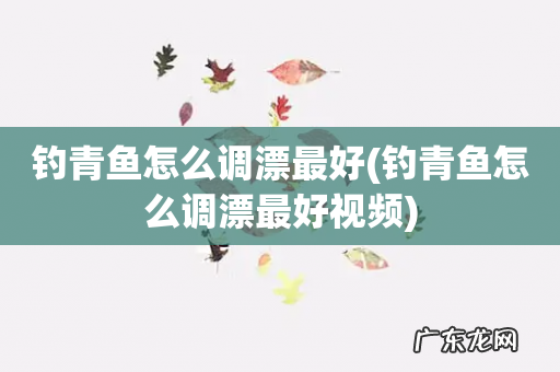 钓青鱼怎么调漂最好视频 钓青鱼怎么调漂最好