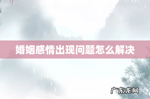 婚姻感情出现问题怎么解决