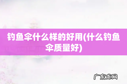 什么钓鱼伞质量好 钓鱼伞什么样的好用
