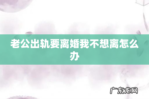 老公出轨要离婚我不想离怎么办