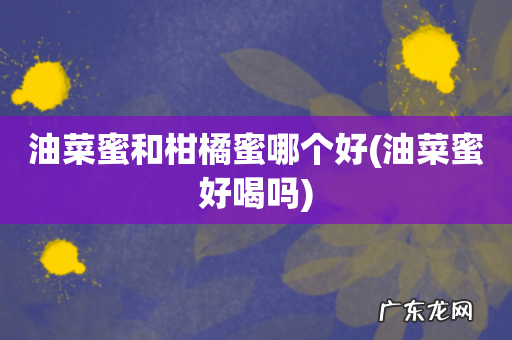 油菜蜜好喝吗 油菜蜜和柑橘蜜哪个好