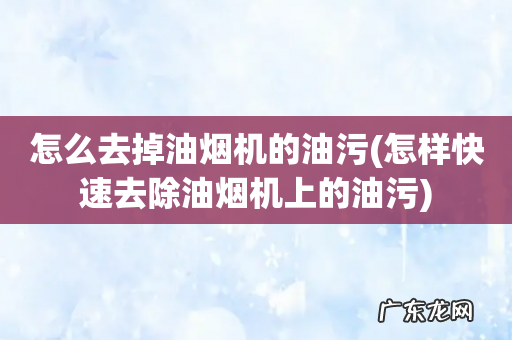 怎样快速去除油烟机上的油污 怎么去掉油烟机的油污