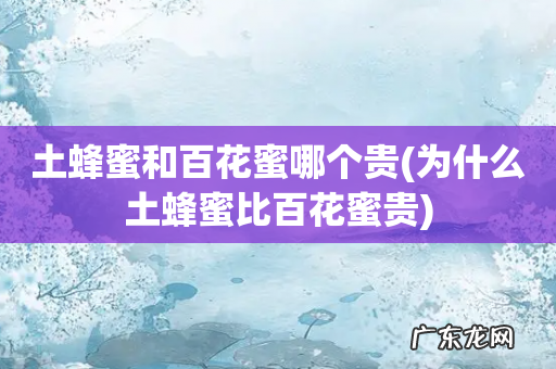 为什么土蜂蜜比百花蜜贵 土蜂蜜和百花蜜哪个贵