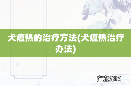 犬瘟热治疗办法 犬瘟热的治疗方法