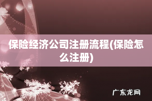 保险怎么注册 保险经济公司注册流程
