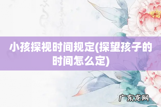 探望孩子的时间怎么定 小孩探视时间规定