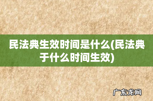 民法典于什么时间生效 民法典生效时间是什么
