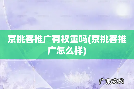京挑客推广怎么样 京挑客推广有权重吗