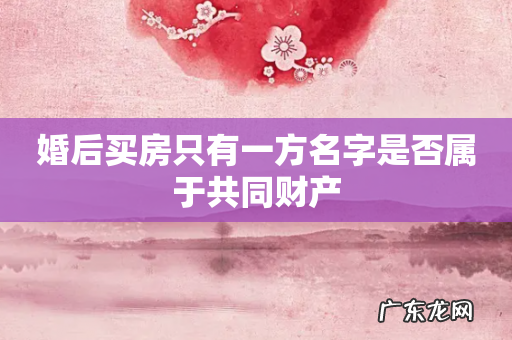 婚后买房只有一方名字是否属于共同财产