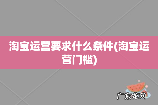淘宝运营门槛 淘宝运营要求什么条件