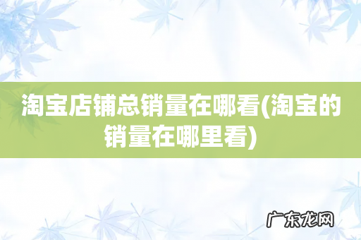 淘宝的销量在哪里看 淘宝店铺总销量在哪看