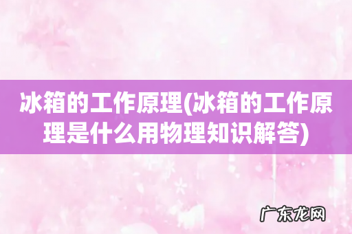 冰箱的工作原理是什么用物理知识解答 冰箱的工作原理