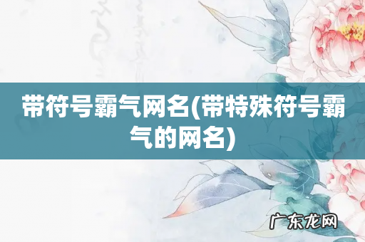 带特殊符号霸气的网名 带符号霸气网名