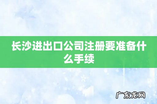 长沙进出口公司注册要准备什么手续
