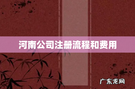 河南公司注册流程和费用
