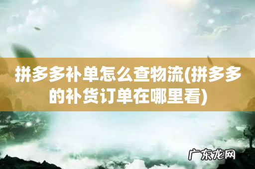 拼多多的补货订单在哪里看 拼多多补单怎么查物流