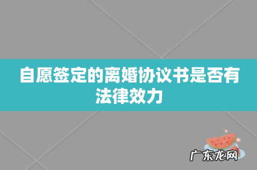 自愿签定的离婚协议书是否有法律效力