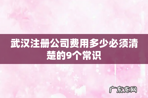 武汉注册公司费用多少必须清楚的9个常识