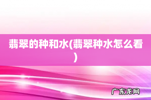 翡翠种水怎么看 翡翠的种和水