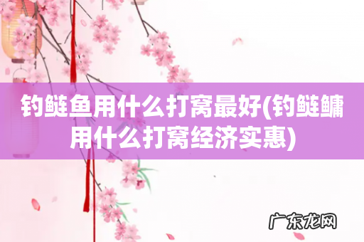 钓鲢鳙用什么打窝经济实惠 钓鲢鱼用什么打窝最好