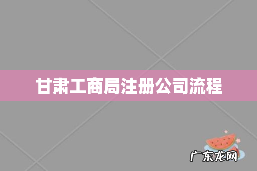 甘肃工商局注册公司流程