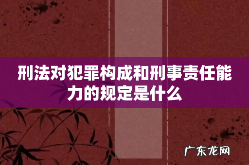 刑法对犯罪构成和刑事责任能力的规定是什么