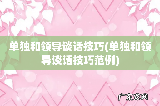 单独和领导谈话技巧范例 单独和领导谈话技巧