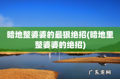 暗地里整婆婆的绝招 暗地整婆婆的最狠绝招