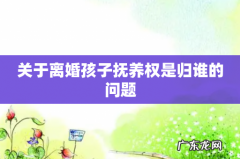 关于离婚孩子抚养权是归谁的问题