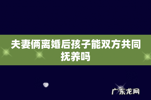 夫妻俩离婚后孩子能双方共同抚养吗