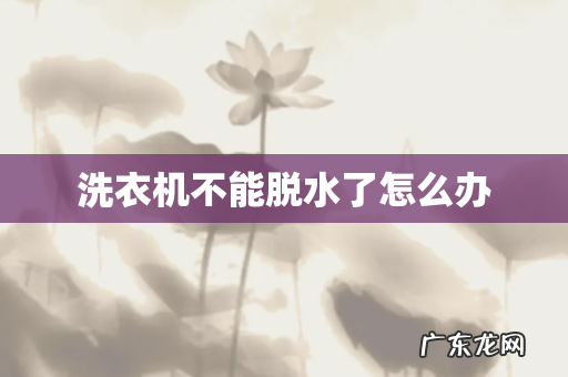 洗衣机不能脱水了怎么办