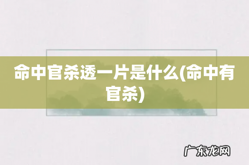 命中有官杀 命中官杀透一片是什么